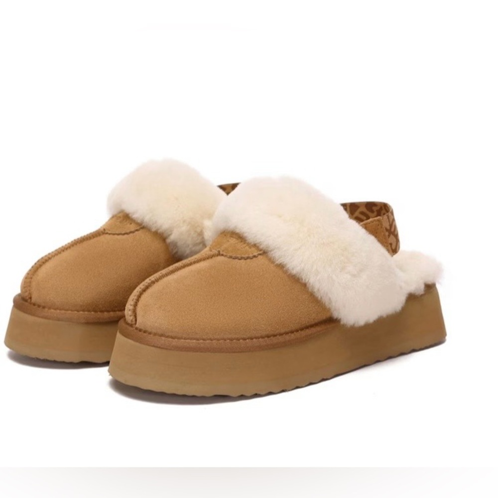 New Everau Wagtail Removable Strap Platform Slippers In Chestnut Size: 39 (8)